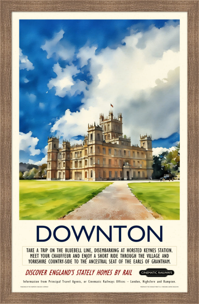 Downton - a vintage travel poster inspired by your favourite film / movie - Cinematic Railways