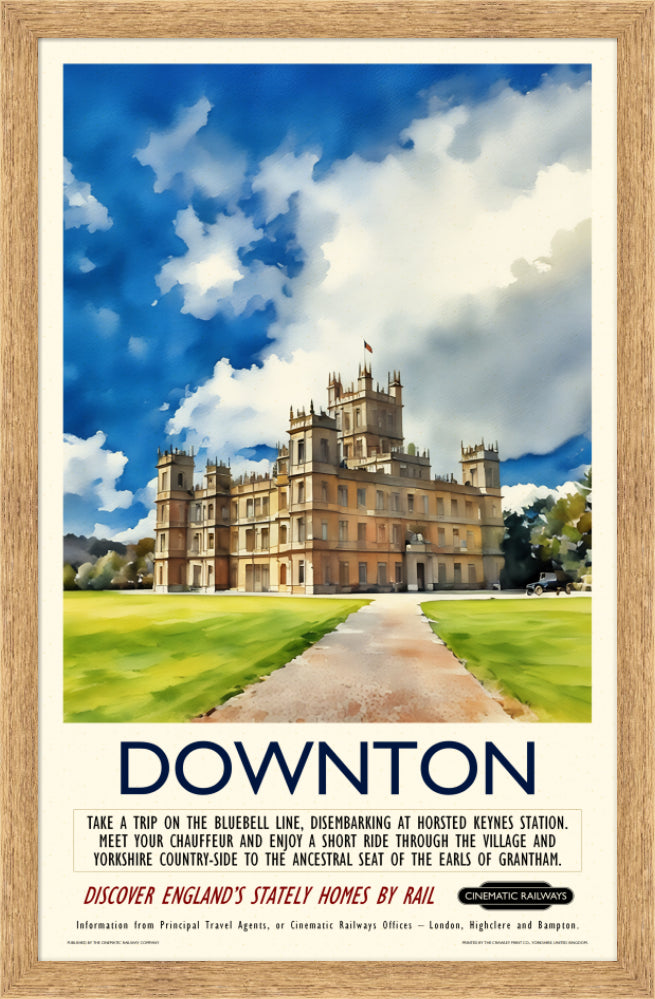 Downton - a vintage travel poster inspired by your favourite film / movie - Cinematic Railways