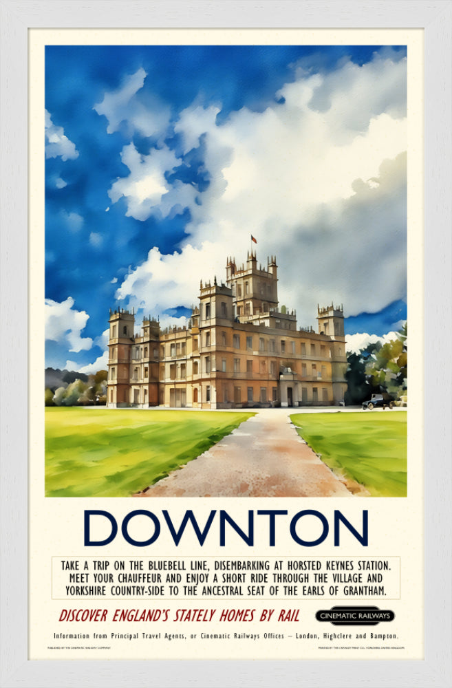 Downton - a vintage travel poster inspired by your favourite film / movie - Cinematic Railways