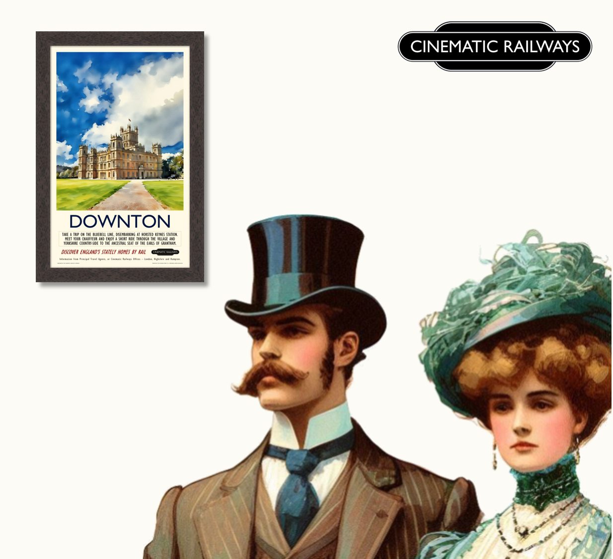 Downton - a vintage travel poster inspired by your favourite film / movie - Cinematic Railways