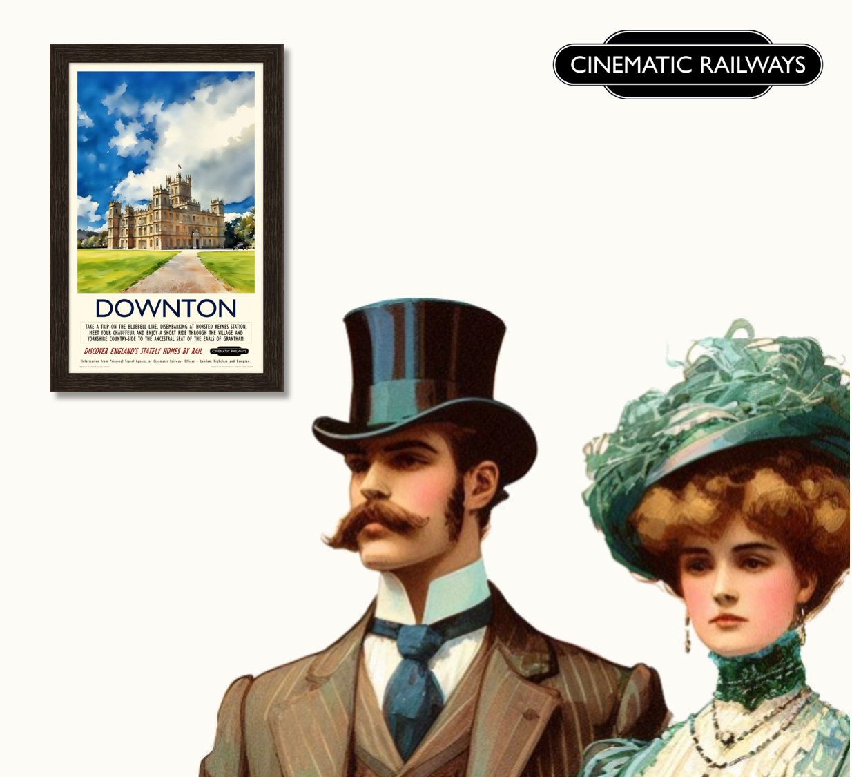 Downton - a vintage travel poster inspired by your favourite film / movie - Cinematic Railways