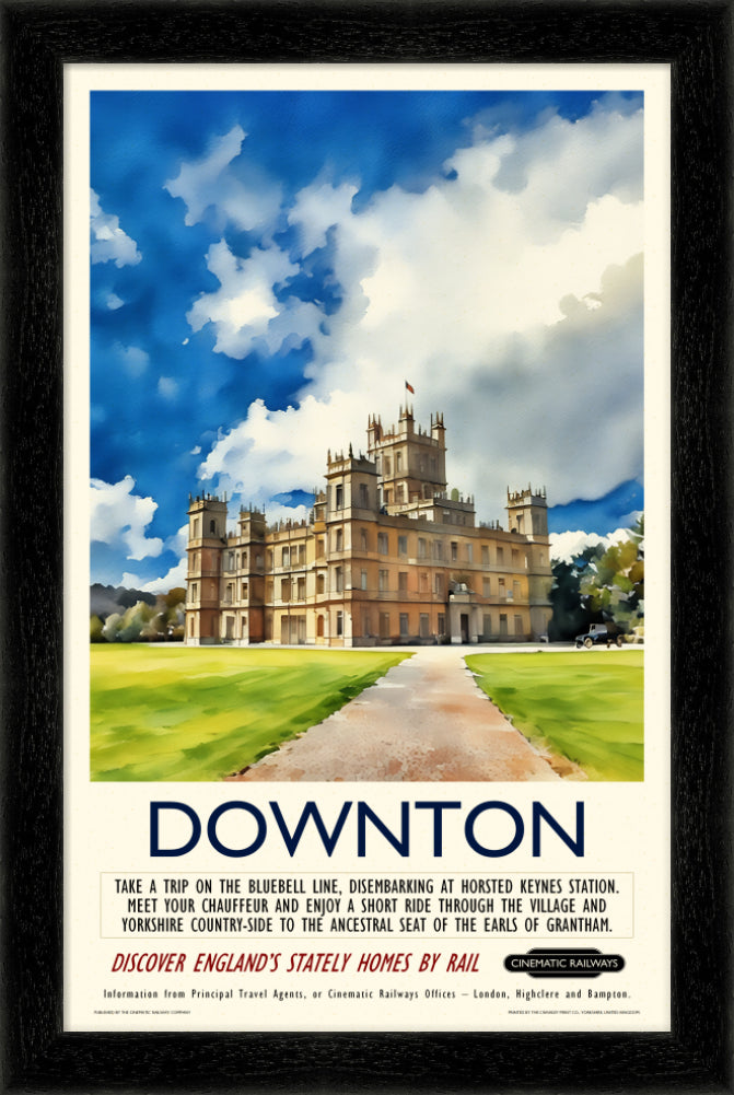 Downton - a vintage travel poster inspired by your favourite film / movie - Cinematic Railways