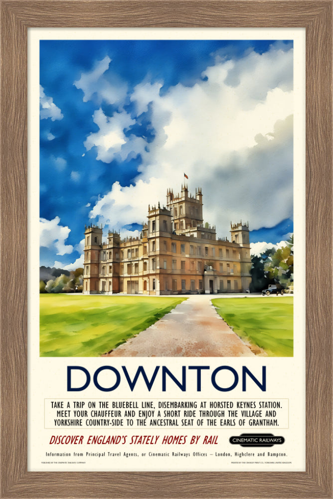Downton - a vintage travel poster inspired by your favourite film / movie - Cinematic Railways