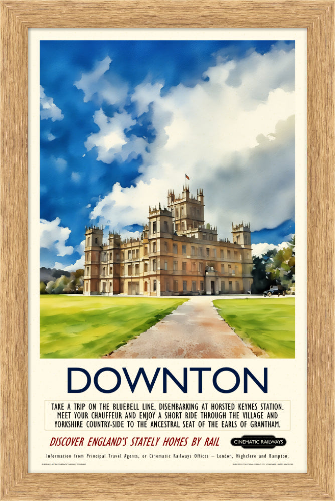 Downton - a vintage travel poster inspired by your favourite film / movie - Cinematic Railways