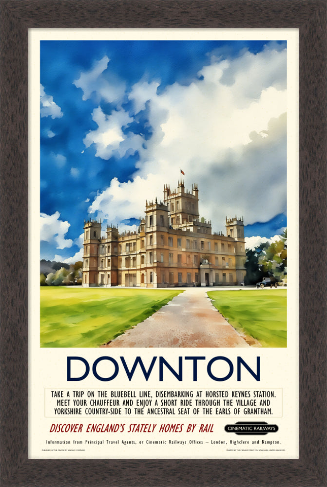 Downton - a vintage travel poster inspired by your favourite film / movie - Cinematic Railways