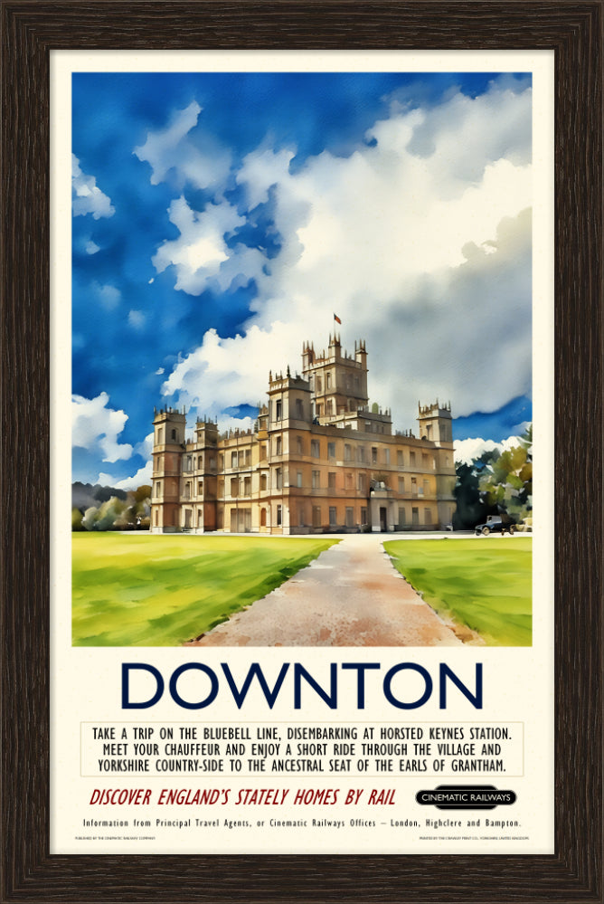 Downton - a vintage travel poster inspired by your favourite film / movie - Cinematic Railways