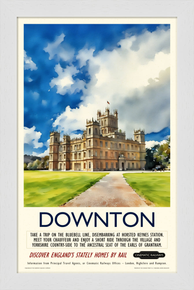 Downton - a vintage travel poster inspired by your favourite film / movie - Cinematic Railways