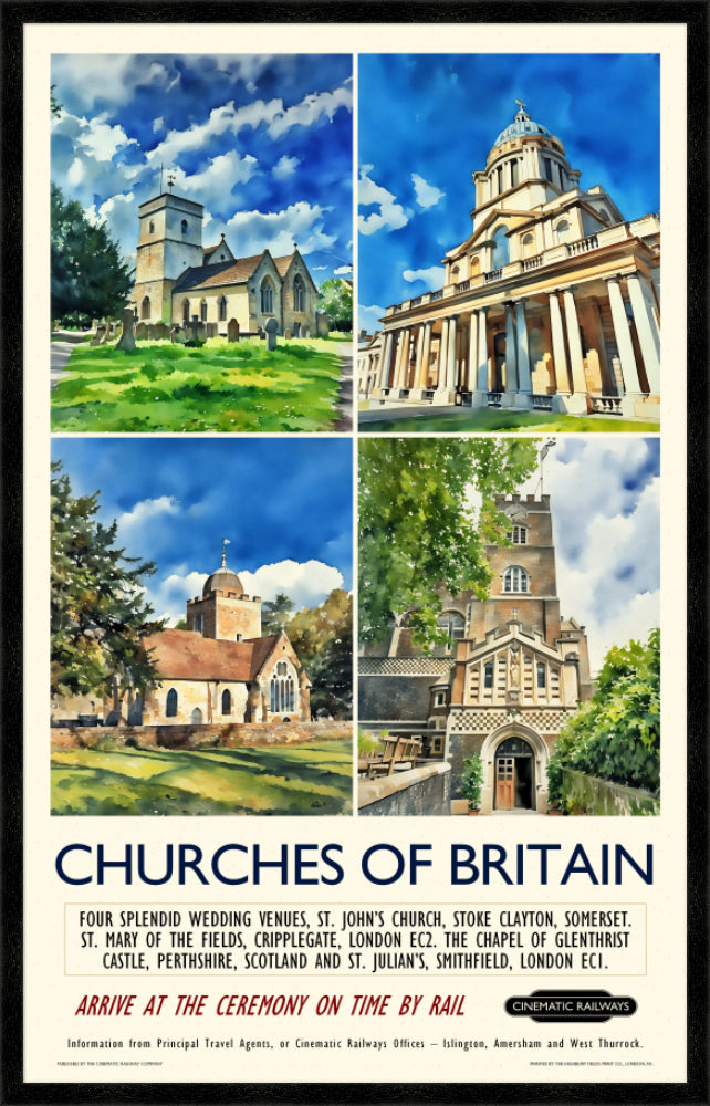 Churches of Britain - a vintage travel poster inspired by your favourite film / movie - Cinematic Railways
