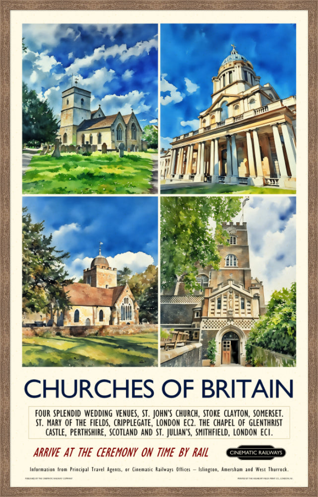 Churches of Britain - a vintage travel poster inspired by your favourite film / movie - Cinematic Railways