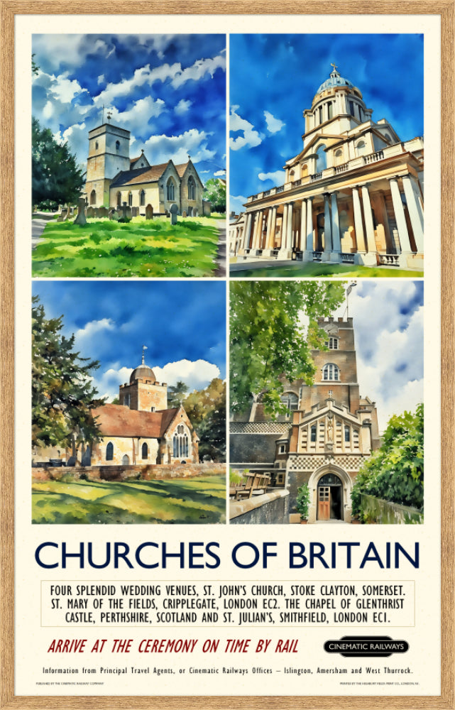 Churches of Britain - a vintage travel poster inspired by your favourite film / movie - Cinematic Railways