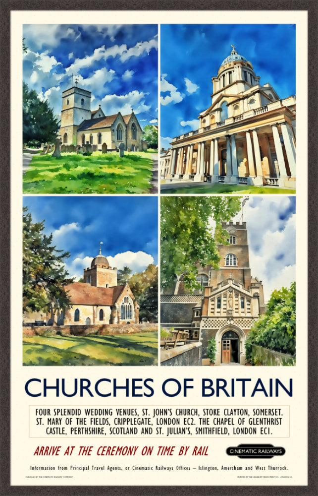 Churches of Britain - a vintage travel poster inspired by your favourite film / movie - Cinematic Railways