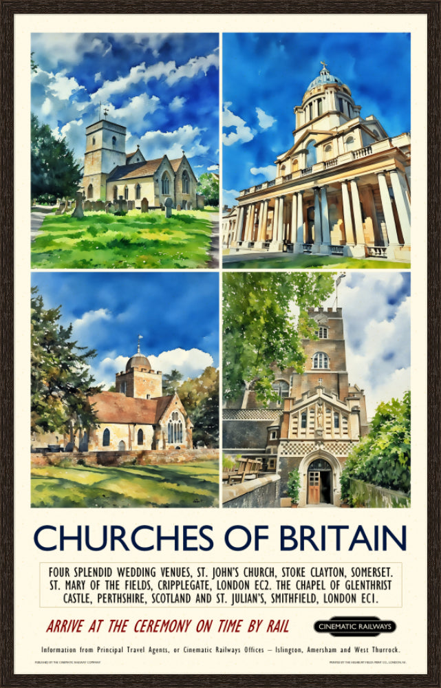 Churches of Britain - a vintage travel poster inspired by your favourite film / movie - Cinematic Railways