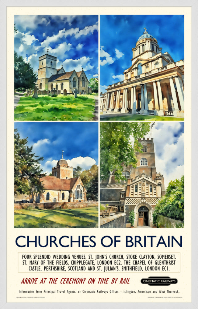 Churches of Britain - a vintage travel poster inspired by your favourite film / movie - Cinematic Railways