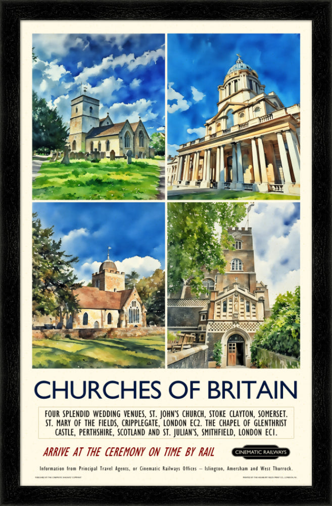 Churches of Britain - a vintage travel poster inspired by your favourite film / movie - Cinematic Railways