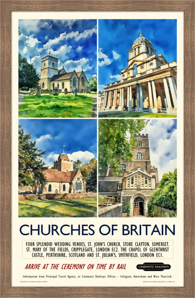 Churches of Britain - a vintage travel poster inspired by your favourite film / movie - Cinematic Railways