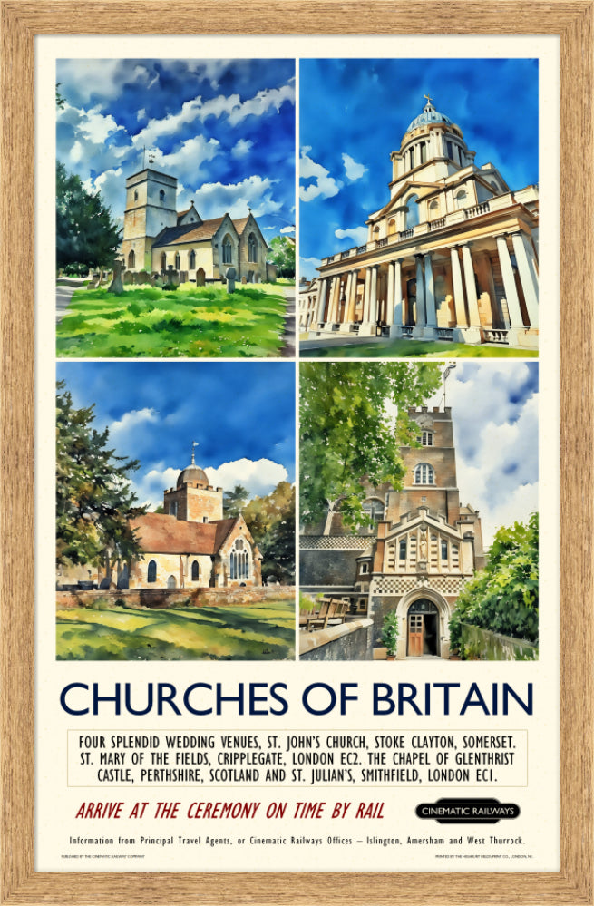 Churches of Britain - a vintage travel poster inspired by your favourite film / movie - Cinematic Railways