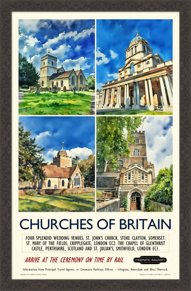 Churches of Britain - a vintage travel poster inspired by your favourite film / movie - Cinematic Railways