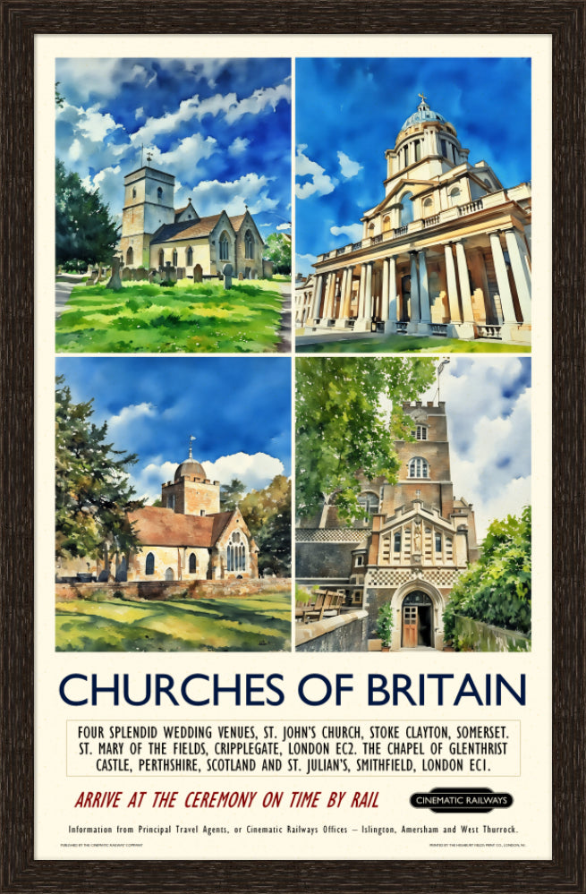 Churches of Britain - a vintage travel poster inspired by your favourite film / movie - Cinematic Railways