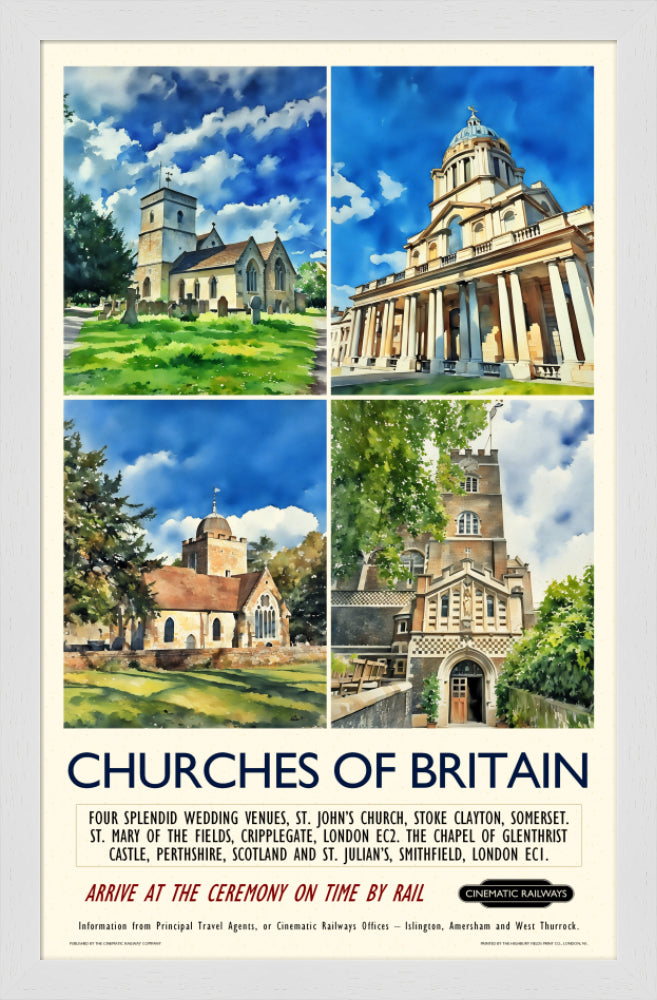Churches of Britain - a vintage travel poster inspired by your favourite film / movie - Cinematic Railways