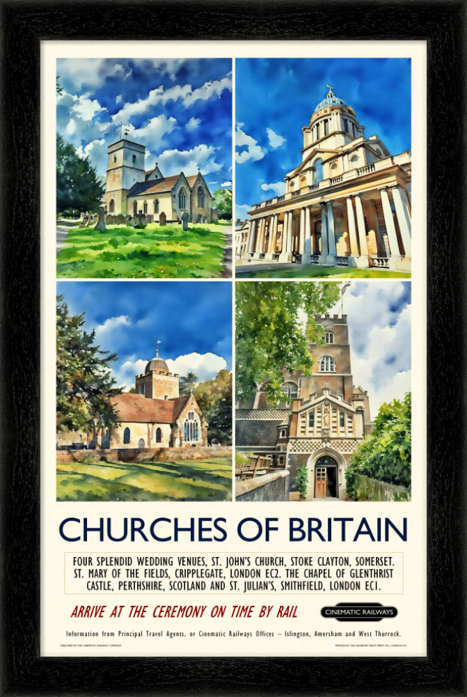 Churches of Britain - a vintage travel poster inspired by your favourite film / movie - Cinematic Railways