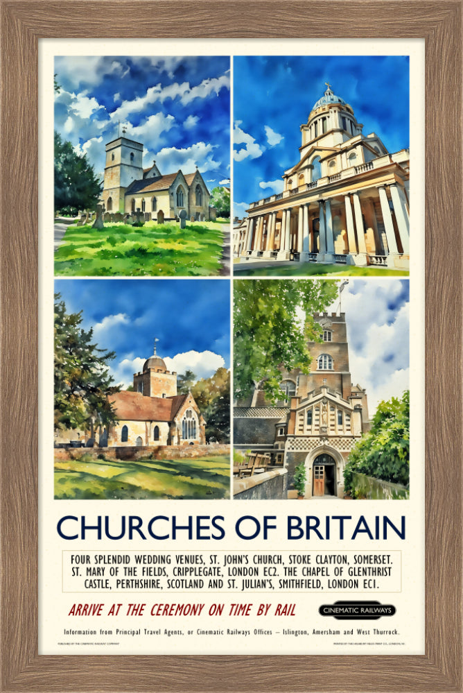 Churches of Britain - a vintage travel poster inspired by your favourite film / movie - Cinematic Railways
