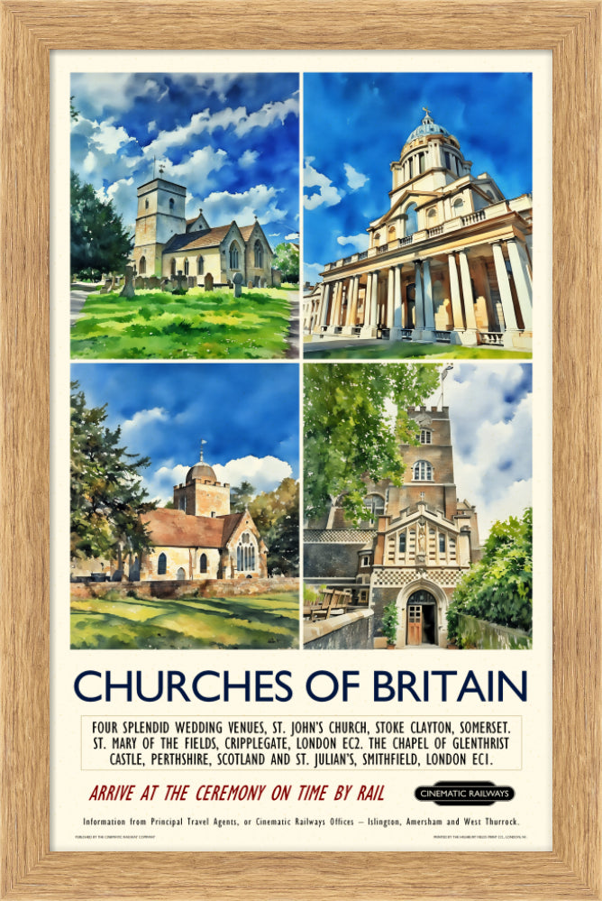 Churches of Britain - a vintage travel poster inspired by your favourite film / movie - Cinematic Railways