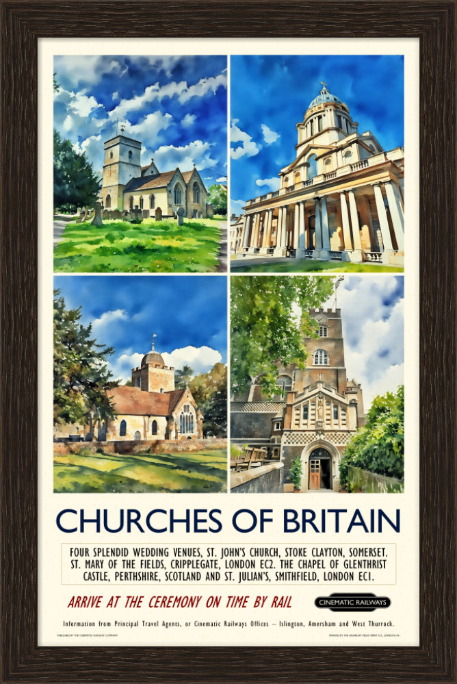Churches of Britain - a vintage travel poster inspired by your favourite film / movie - Cinematic Railways