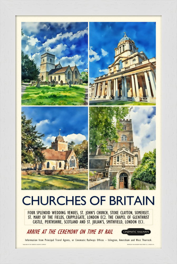 Churches of Britain - a vintage travel poster inspired by your favourite film / movie - Cinematic Railways