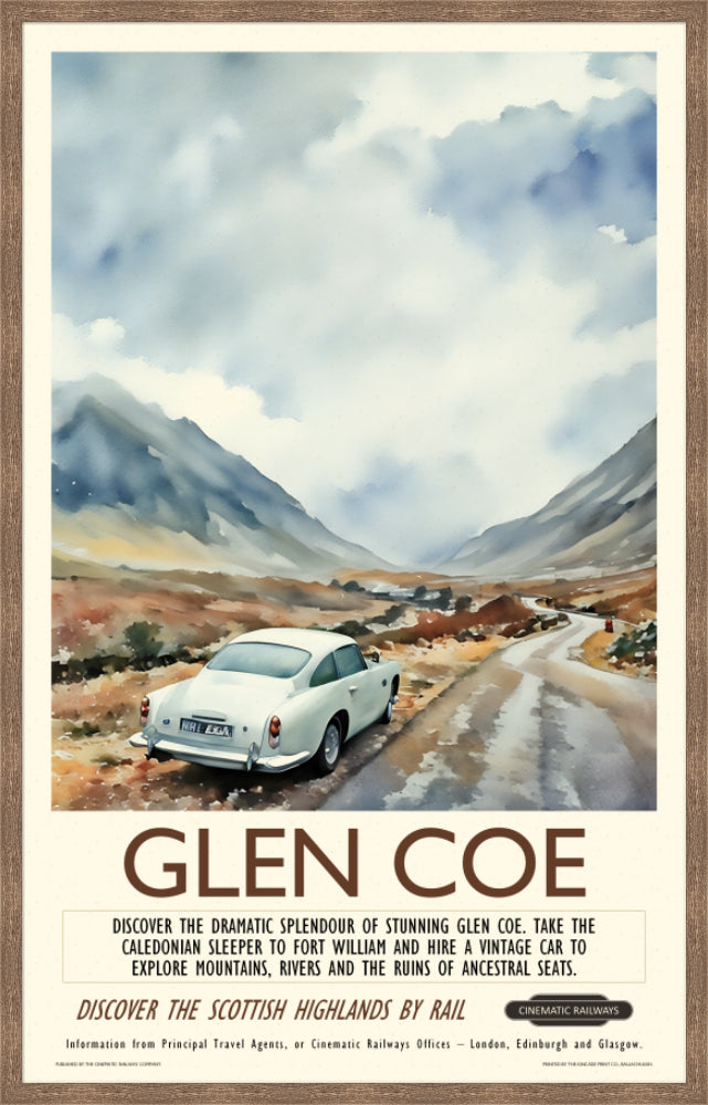 Glen Coe - a vintage travel poster inspired by your favourite film / movie - Cinematic Railways