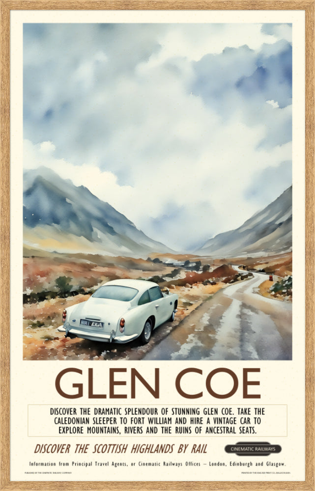 Glen Coe - a vintage travel poster inspired by your favourite film / movie - Cinematic Railways