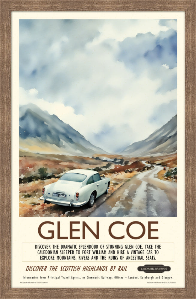Glen Coe - a vintage travel poster inspired by your favourite film / movie - Cinematic Railways