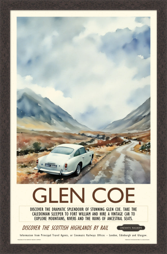 Glen Coe - a vintage travel poster inspired by your favourite film / movie - Cinematic Railways