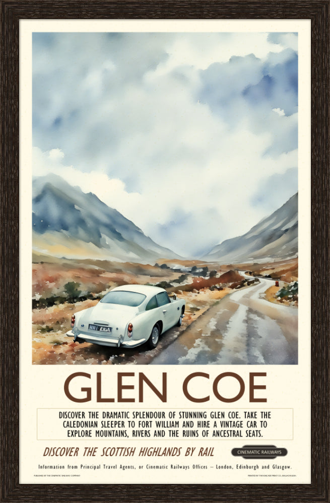 Glen Coe - a vintage travel poster inspired by your favourite film / movie - Cinematic Railways