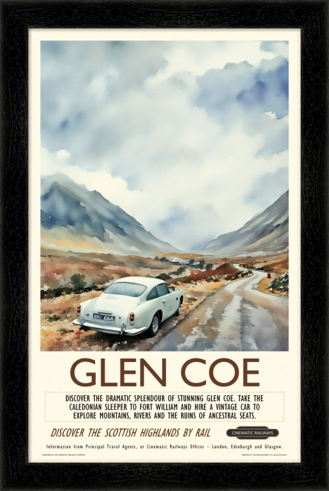 Glen Coe - a vintage travel poster inspired by your favourite film / movie - Cinematic Railways