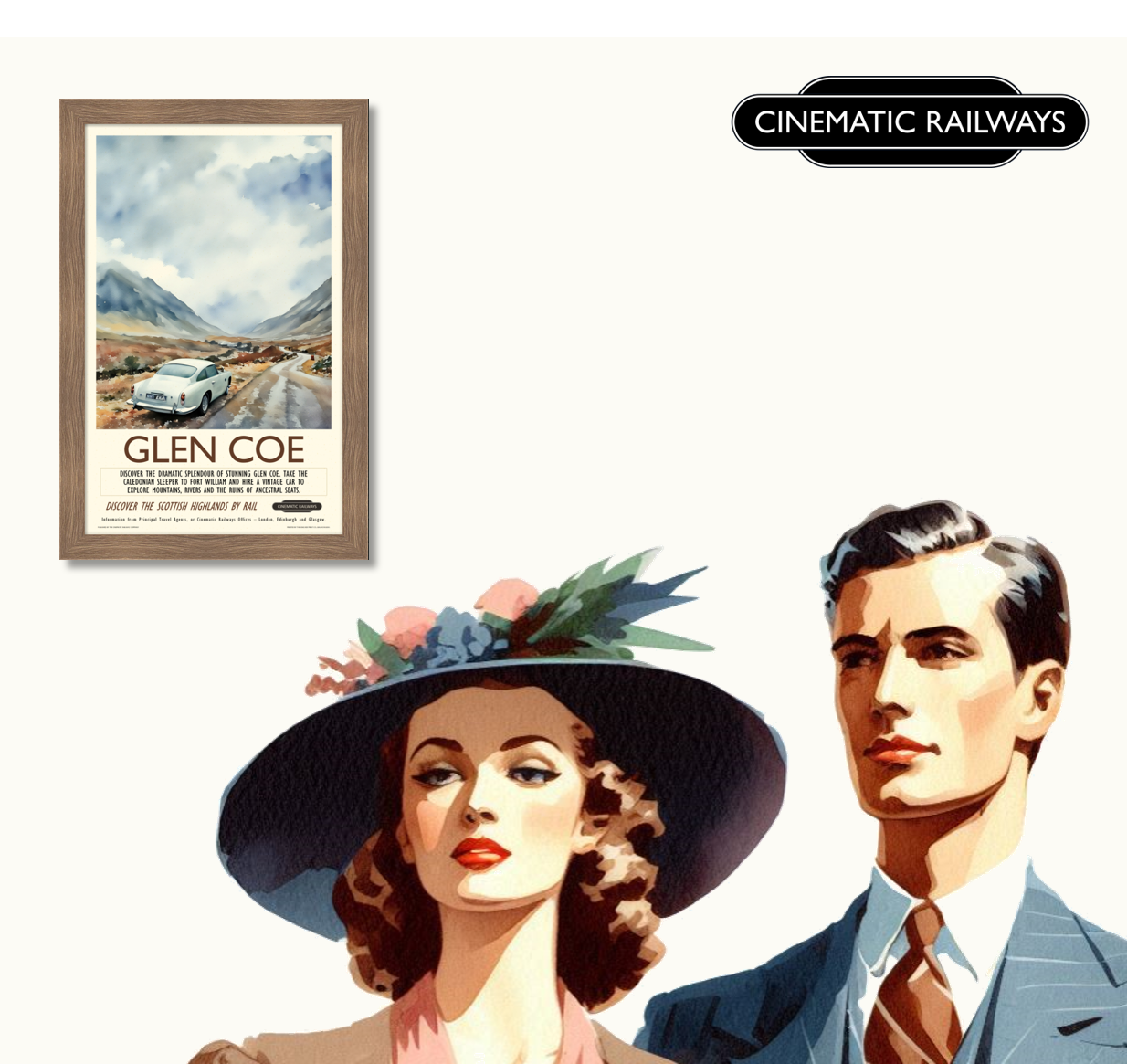 Glen Coe - a vintage travel poster inspired by your favourite film / movie - Cinematic Railways