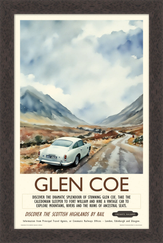 Glen Coe - a vintage travel poster inspired by your favourite film / movie - Cinematic Railways