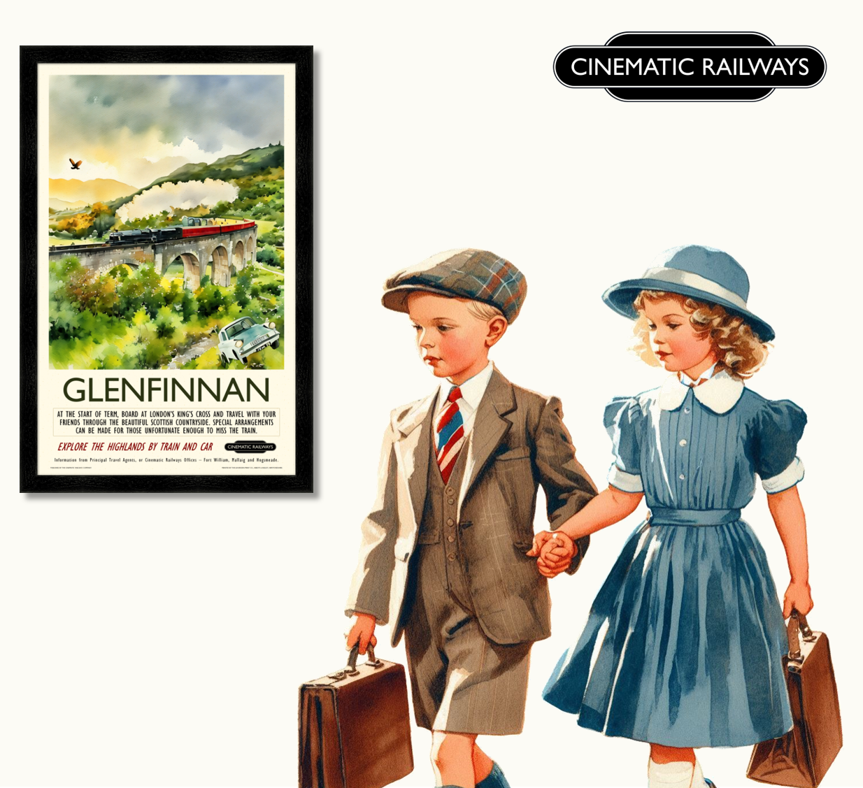 Glenfinnan - a vintage travel poster inspired by your favourite film / movie - Cinematic Railways