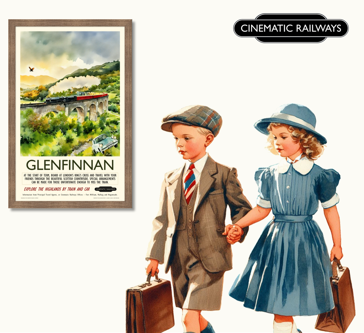 Glenfinnan - a vintage travel poster inspired by your favourite film / movie - Cinematic Railways