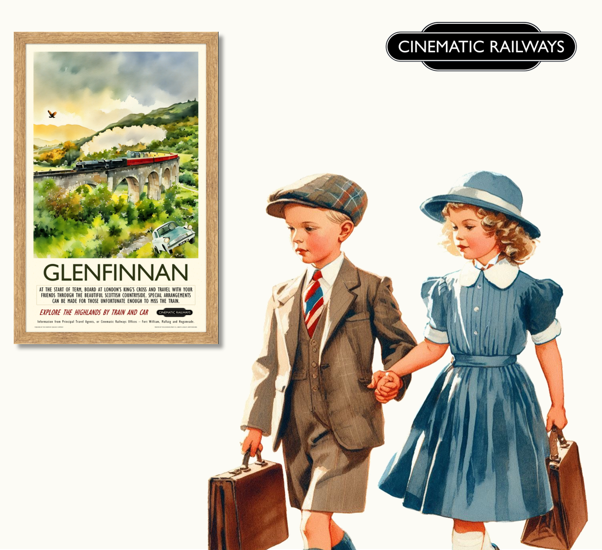 Glenfinnan - a vintage travel poster inspired by your favourite film / movie - Cinematic Railways