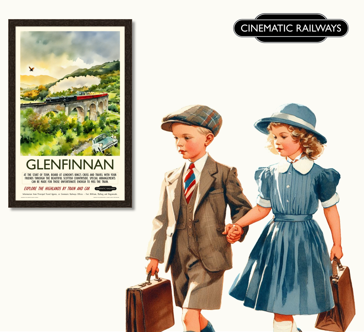 Glenfinnan - a vintage travel poster inspired by your favourite film / movie - Cinematic Railways