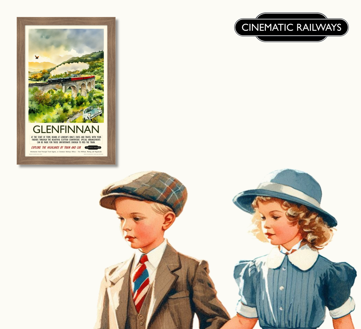 Glenfinnan - a vintage travel poster inspired by your favourite film / movie - Cinematic Railways