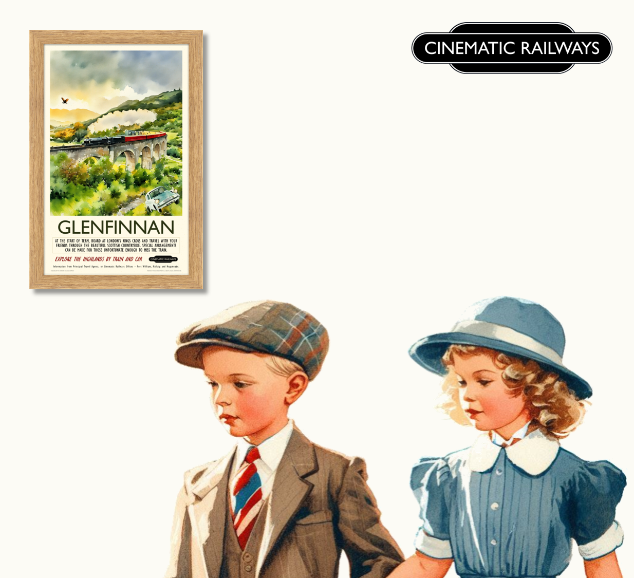Glenfinnan - a vintage travel poster inspired by your favourite film / movie - Cinematic Railways
