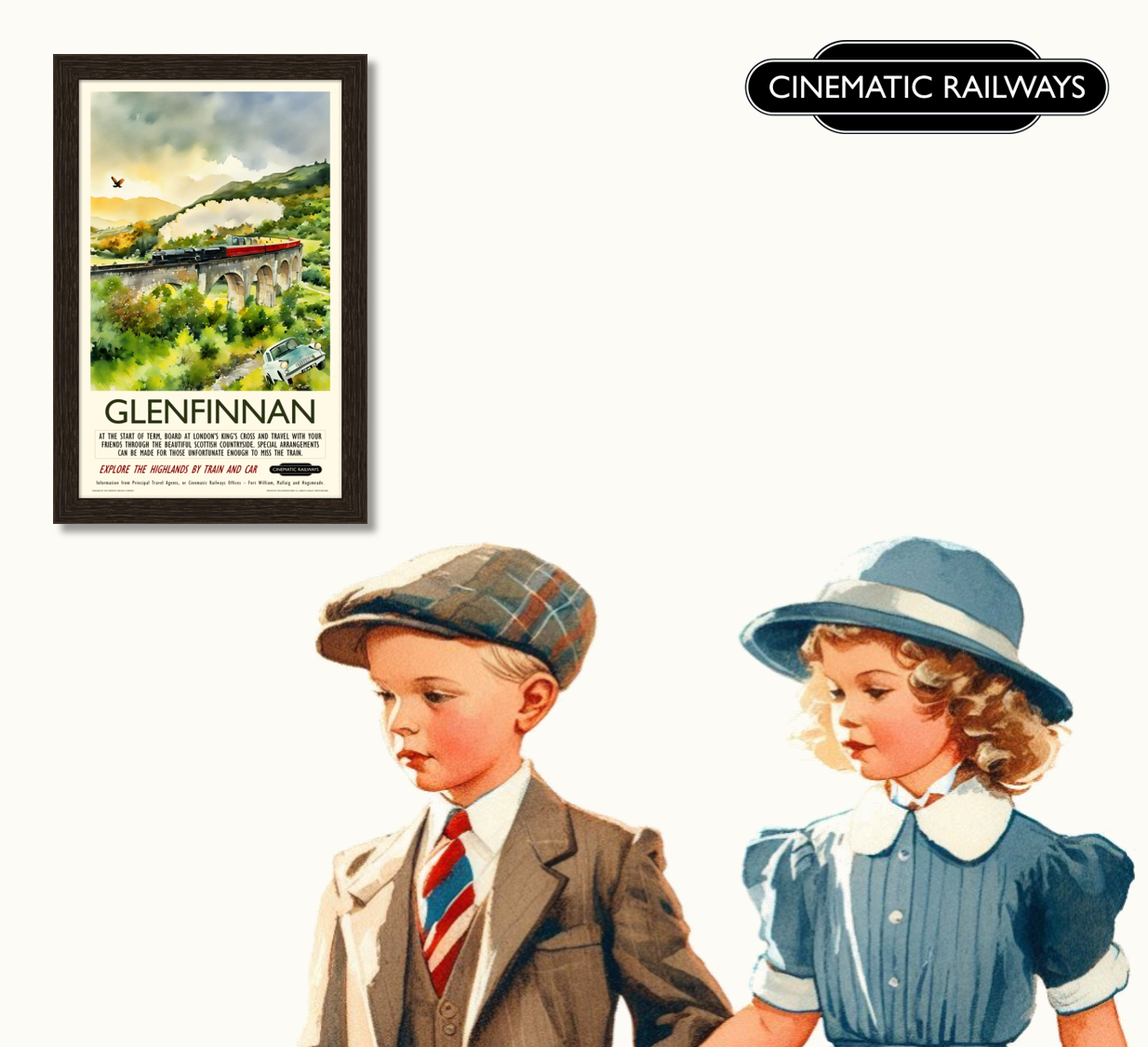 Glenfinnan - a vintage travel poster inspired by your favourite film / movie - Cinematic Railways