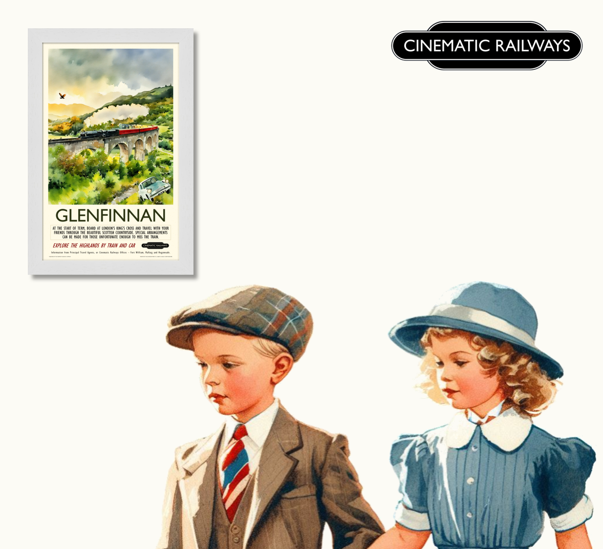 Glenfinnan - a vintage travel poster inspired by your favourite film / movie - Cinematic Railways