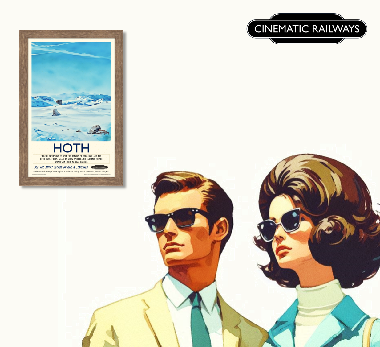 Hoth - a vintage travel poster inspired by your favourite film / movie - Cinematic Railways