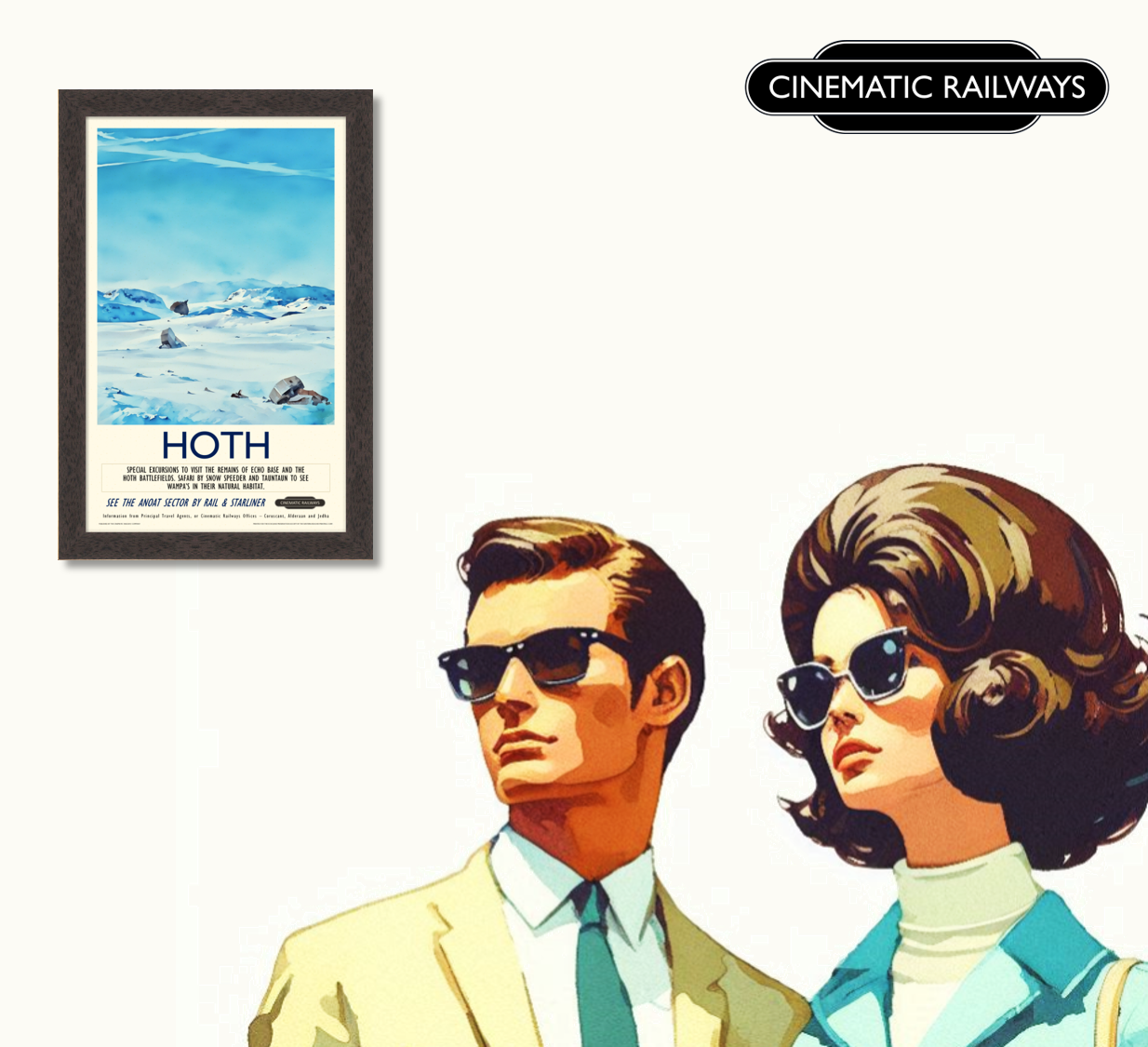 Hoth - a vintage travel poster inspired by your favourite film / movie - Cinematic Railways
