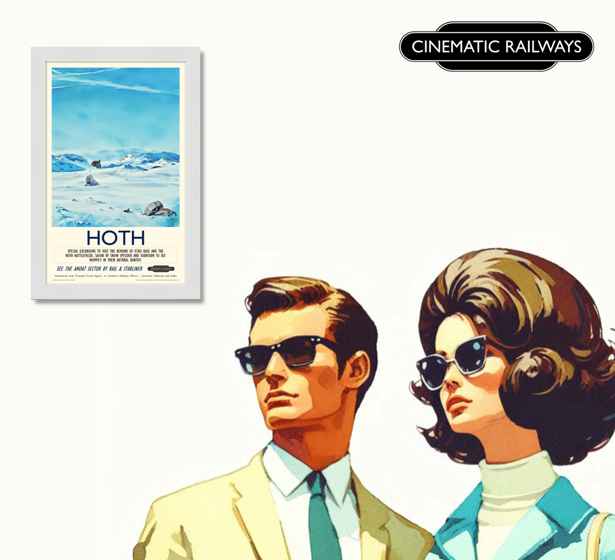 Hoth - a vintage travel poster inspired by your favourite film / movie - Cinematic Railways