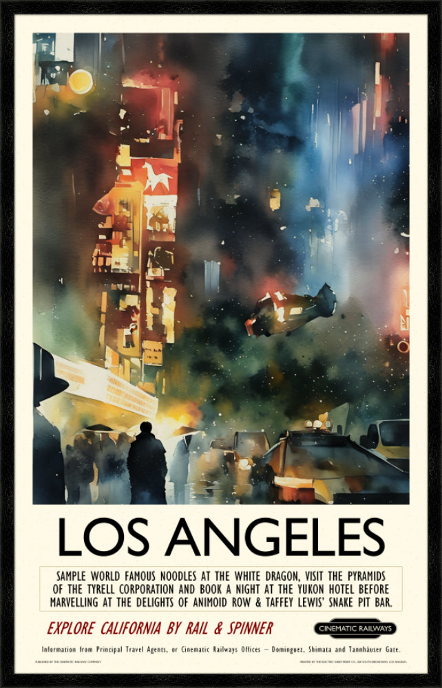Los Angeles - a vintage travel poster inspired by your favourite film / movie - Cinematic Railways