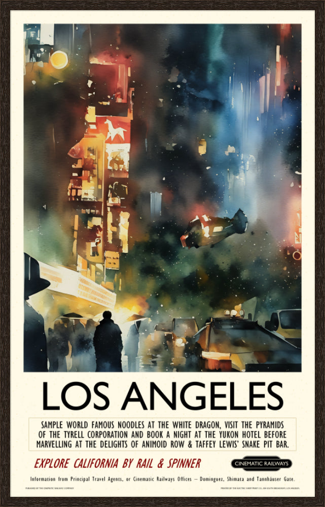 Los Angeles - a vintage travel poster inspired by your favourite film / movie - Cinematic Railways