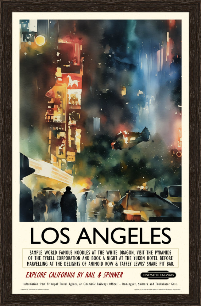 Los Angeles - a vintage travel poster inspired by your favourite film / movie - Cinematic Railways